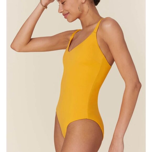 Andie Swim The Marco One Piece LT Swimsuit Daffodil Yellow size Small Tall NWT - Picture 1 of 7